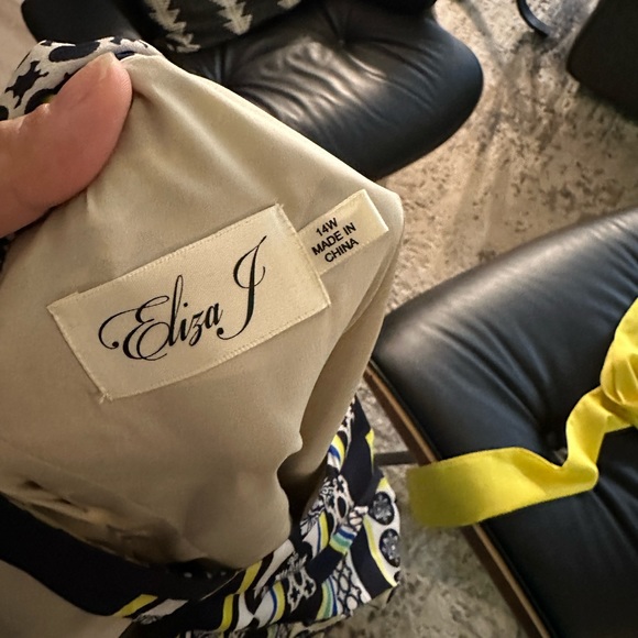 Eliza J NWOT blue and yellow handkerchief halter dress - Picture 6 of 6